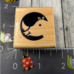 CTMH Silhouette Rhinoceros Animal Rubber Stamp Wood #A64